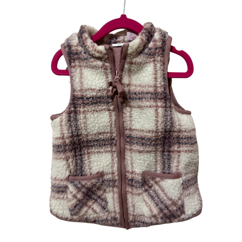 Unknown Beans Girl's Size 4T Zip Up Wool Plaid Vest Multicolor